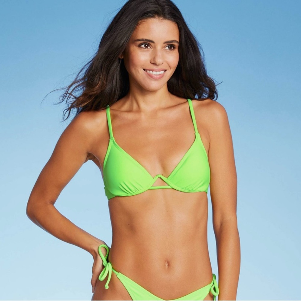 Neon green bikini top